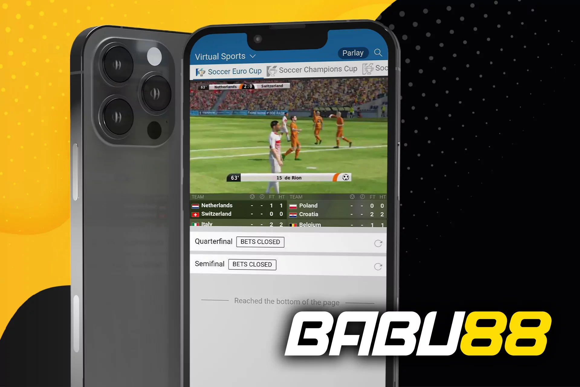 Babu88 app also allows betting on the virual sports.