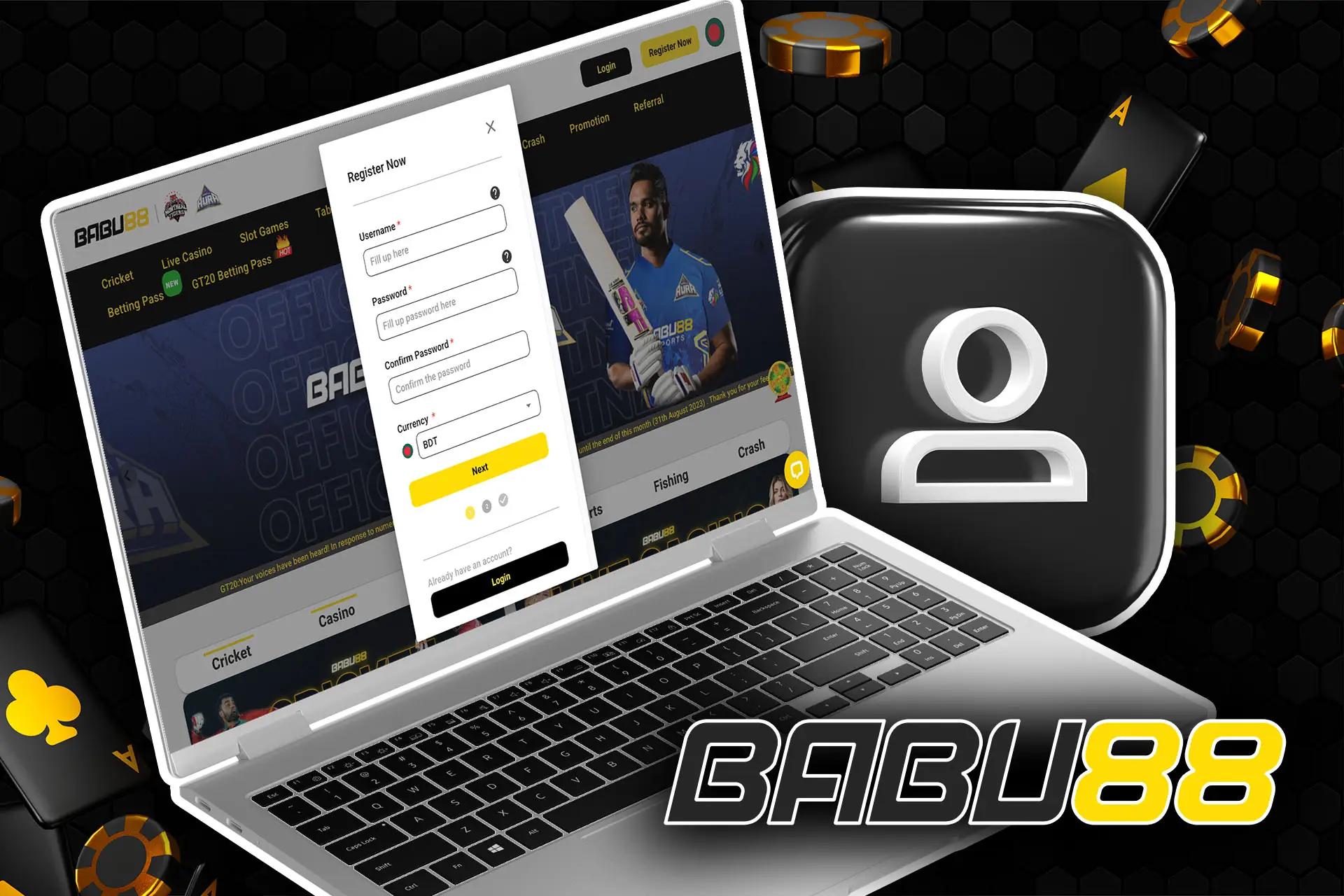 Open the Babu88 website and create your account.