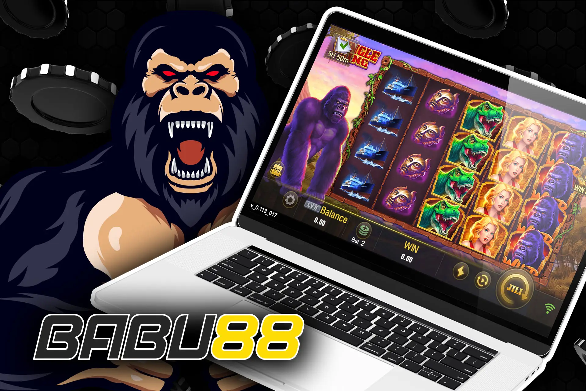 Catch 3 scatters to multiply your winnings in the Jungle King slot.