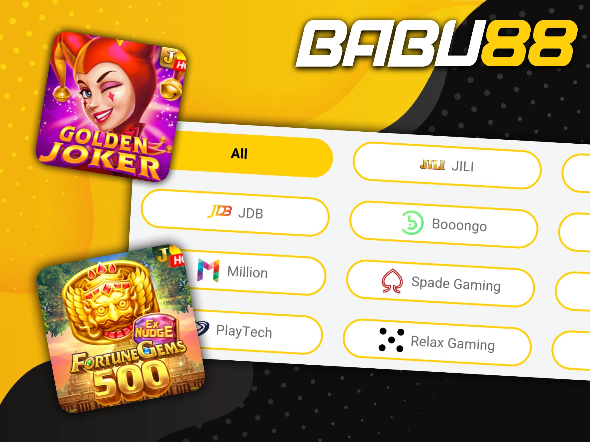 Play slots from the well-known providers at Babu88 casino.
