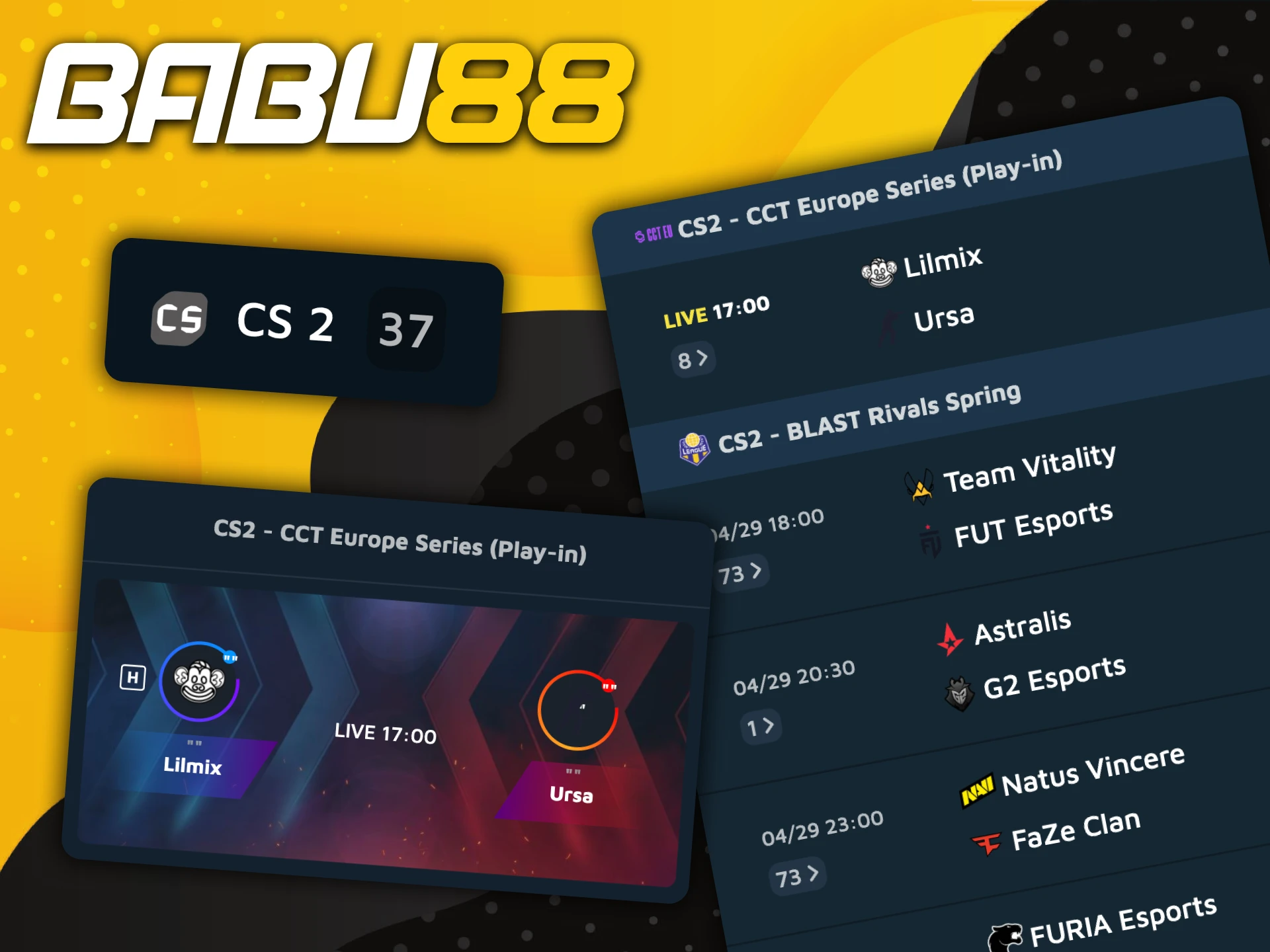 CS:GO games are streamed on the Babu88 website.