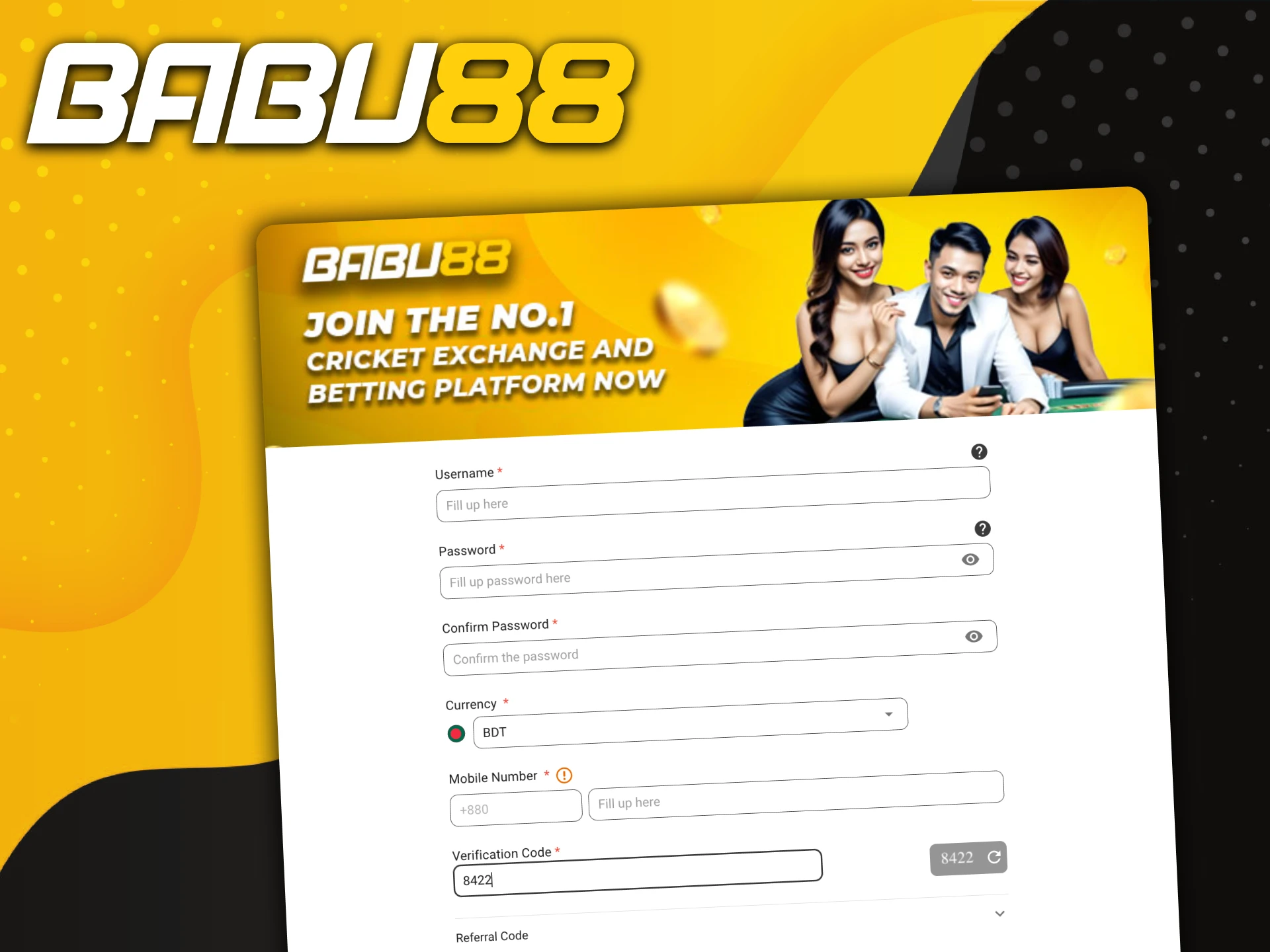 Babu88 registration takes a few minutes to start betting and play casino games.
