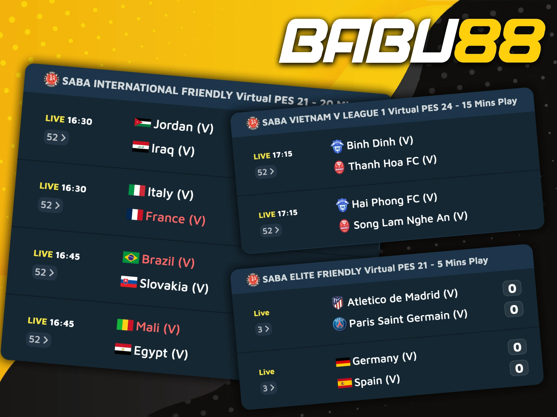 You can also place bets on virtual sports as on real at Babu88.